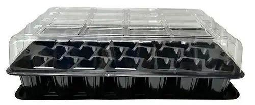 Seedling Greenhouse Tray with Drip Tray and Lid, 33 Cells