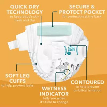 Asda Little Angels Newborn Size 2 Baby Diapers, 4-8 kg, 58 pcs - Image 2