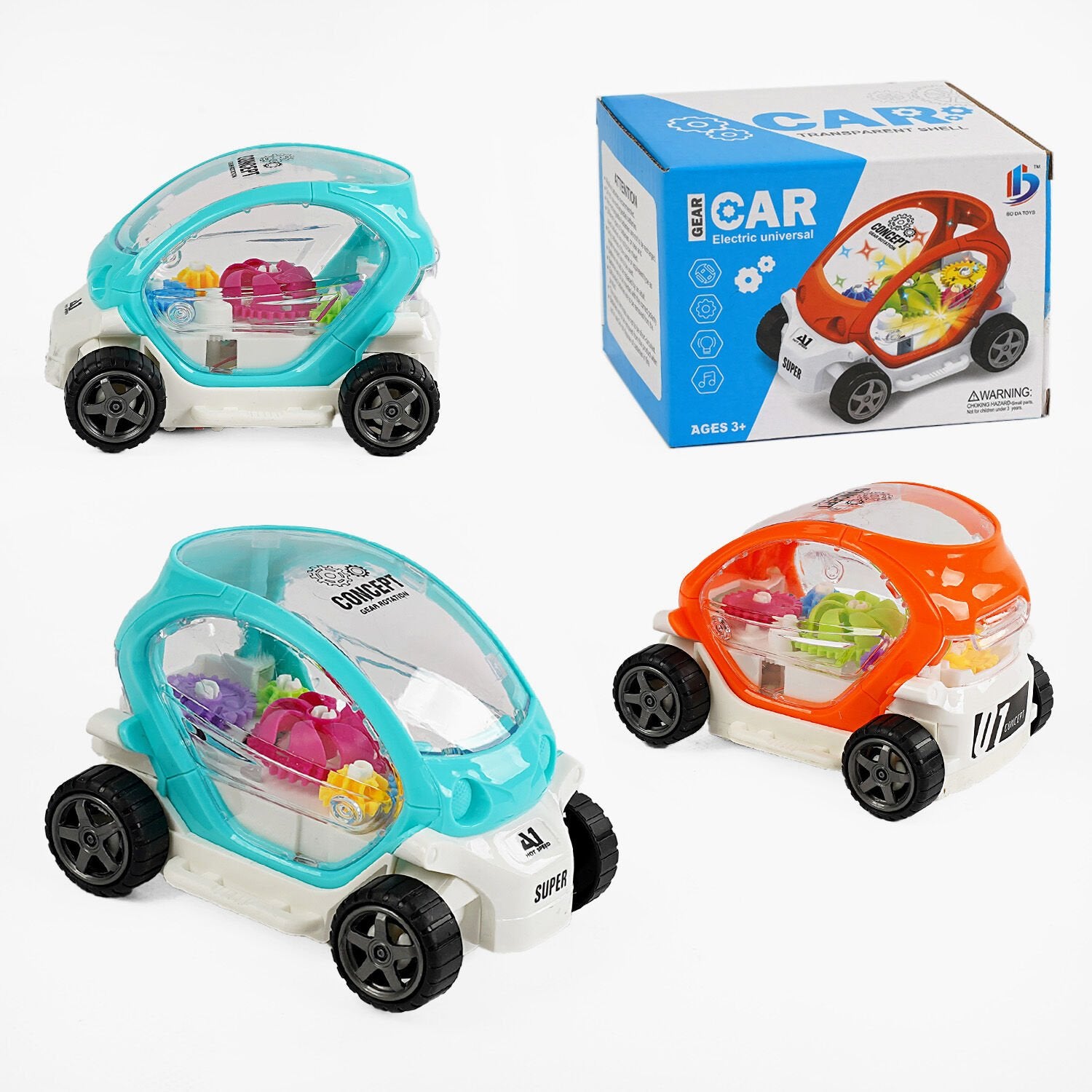 8899-135 Toy Car with Sound, Lights & Moving Gears in Box
