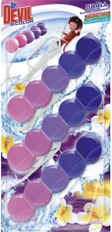 Dr. Devil Bicolor Sunset Bloom Toilet Blocks, 3 x 35 g