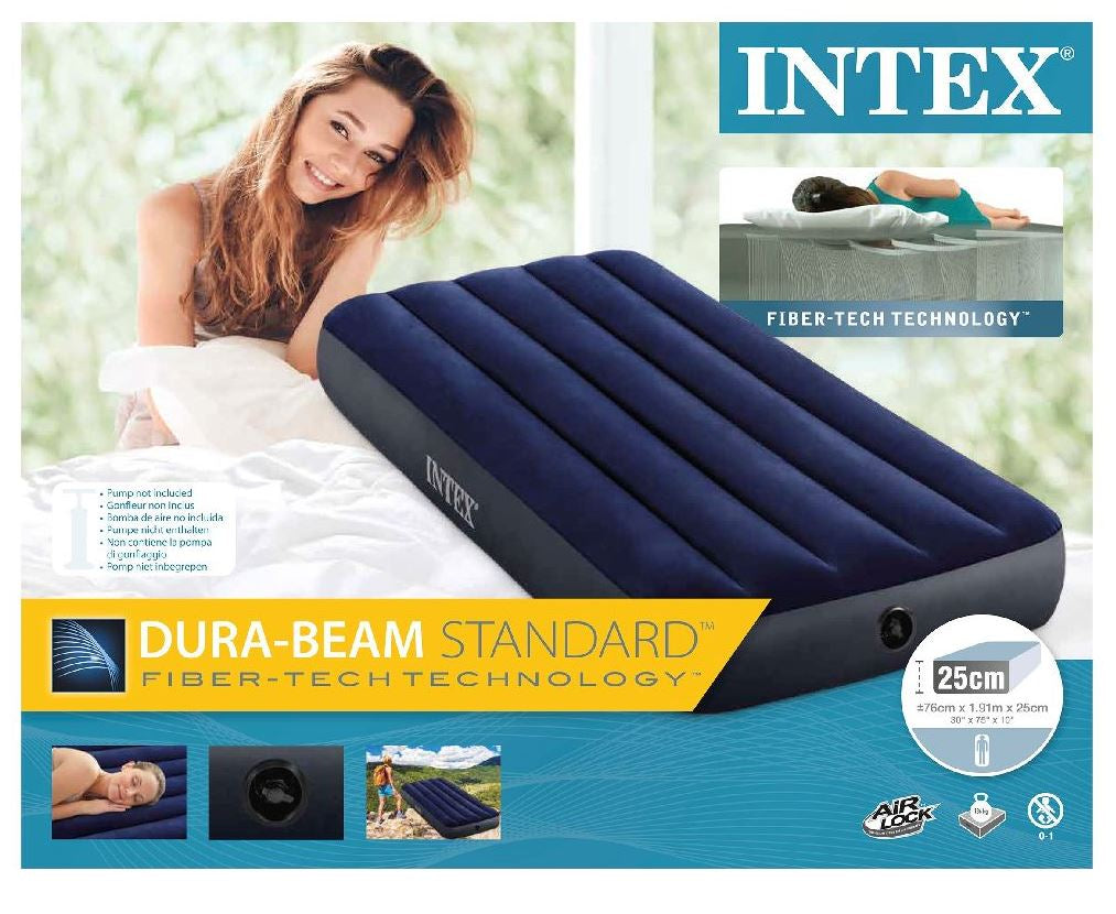 Intex 64756 Single Inflatable Air Mattress, 191 x 75 x 25 cm