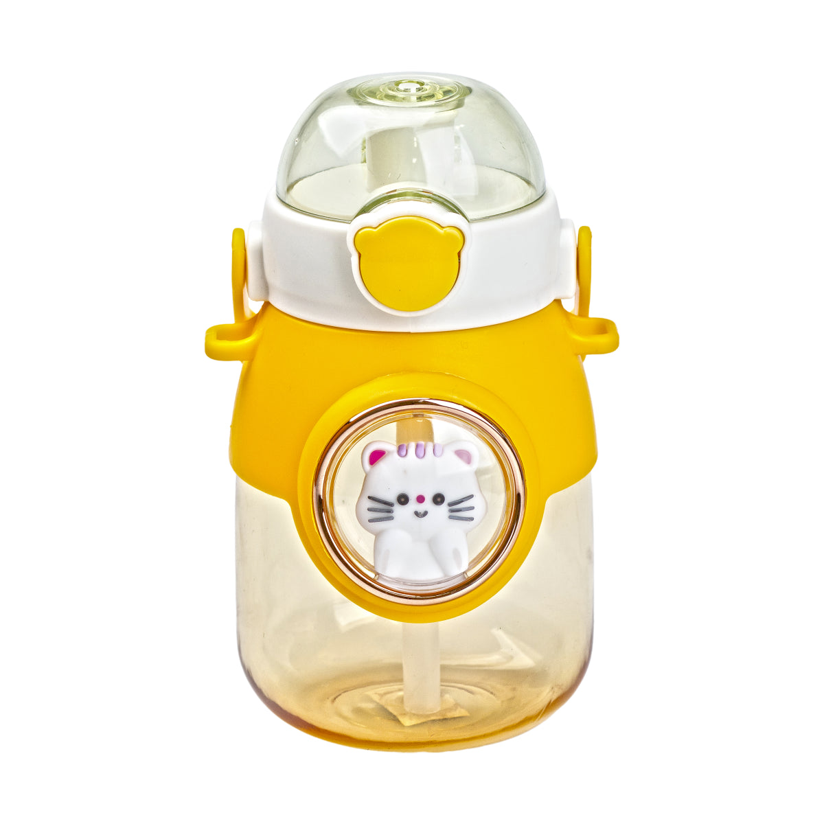 8019 Yellow Kids' Water Bottle with Handle, Straw & Strap, 800 mL - Image 2