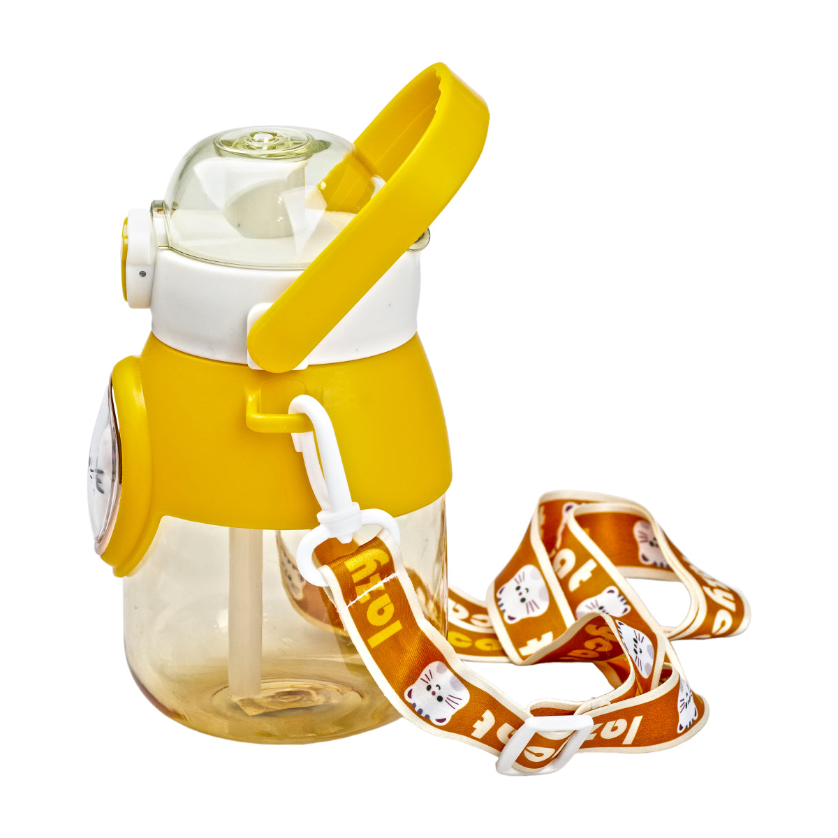 8019 Yellow Kids' Water Bottle with Handle, Straw & Strap, 800 mL - Image 3