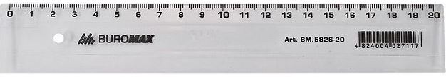 Buromax BM.5826-20 Transparent Plastic Ruler, 20 cm