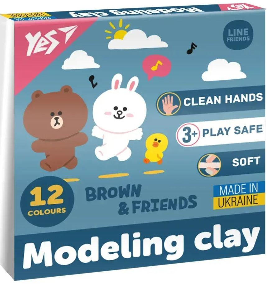 Yes 540670 Line Friends Modeling Clay, 12 Colors, 240 g