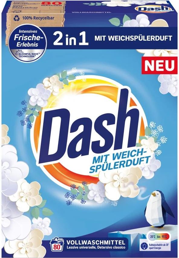 Dash 2-in-1 Universal Laundry Detergent Powder, 80 Loads, 4.8 kg
