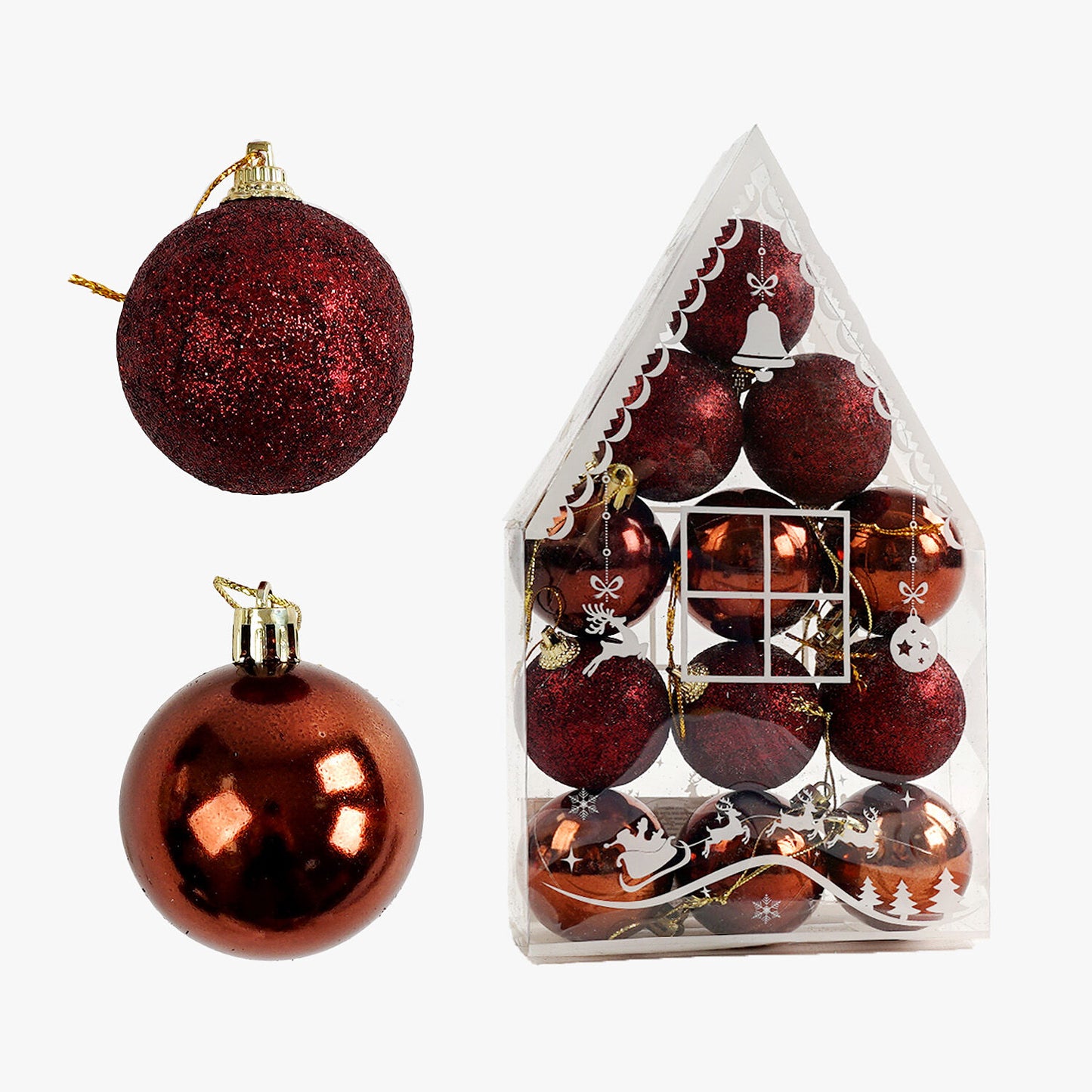 C 67375 Christmas Ball Ornaments, 5 cm Diameter, 12 pcs