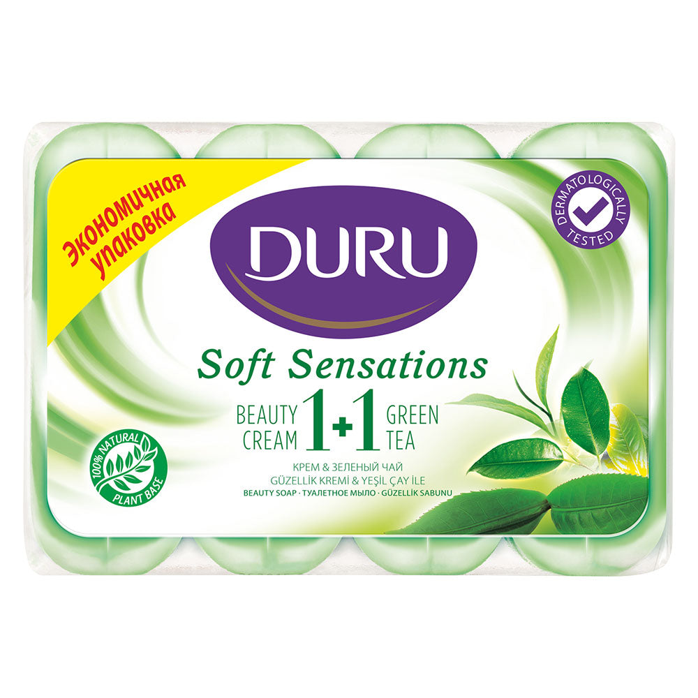 Duru Soft Sensations 1+1 Green Tea Eco Pack Bar Soap, 4 x 80 g