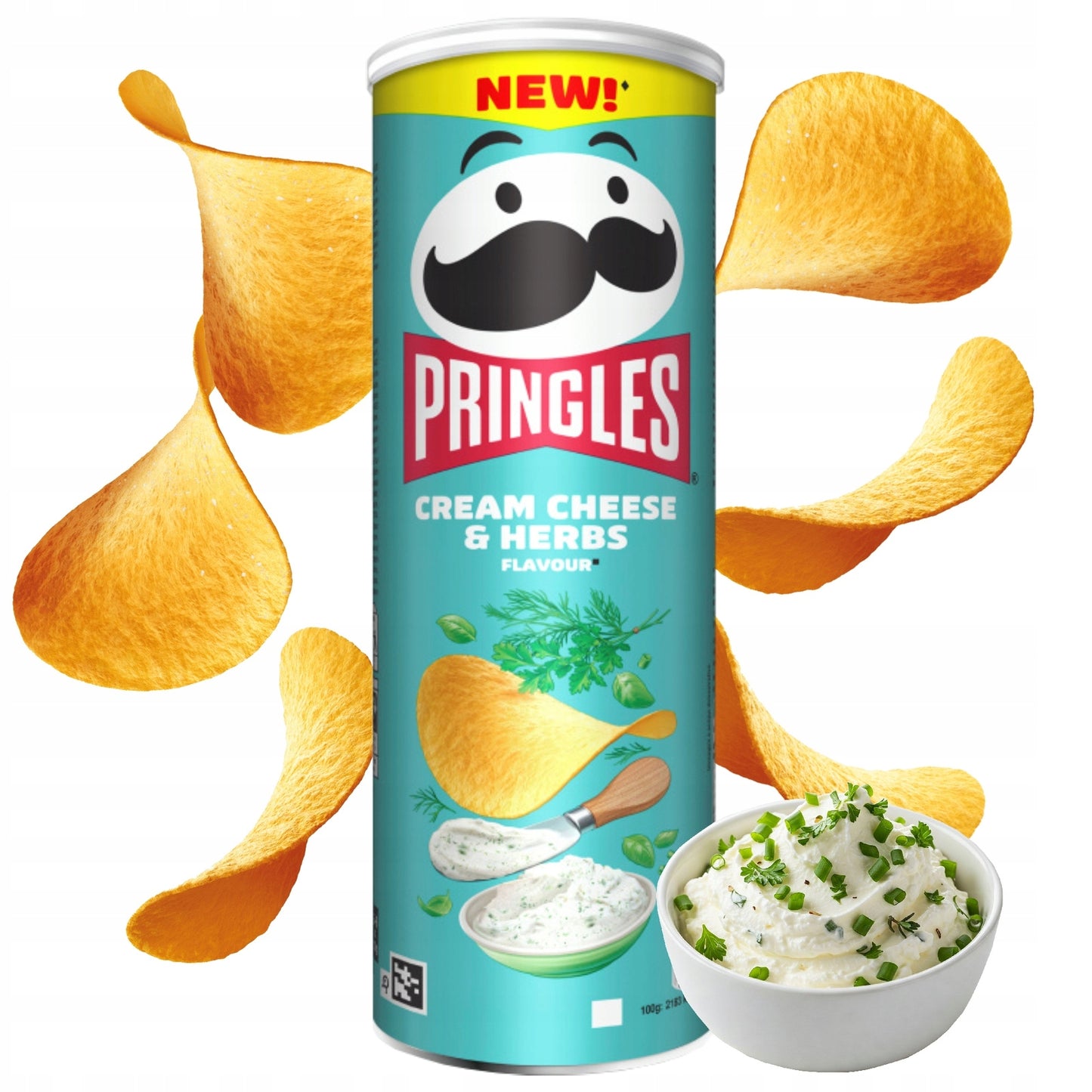 Pringles Cream Cheese & Herbs Potato Chips, 165 g - Image 2