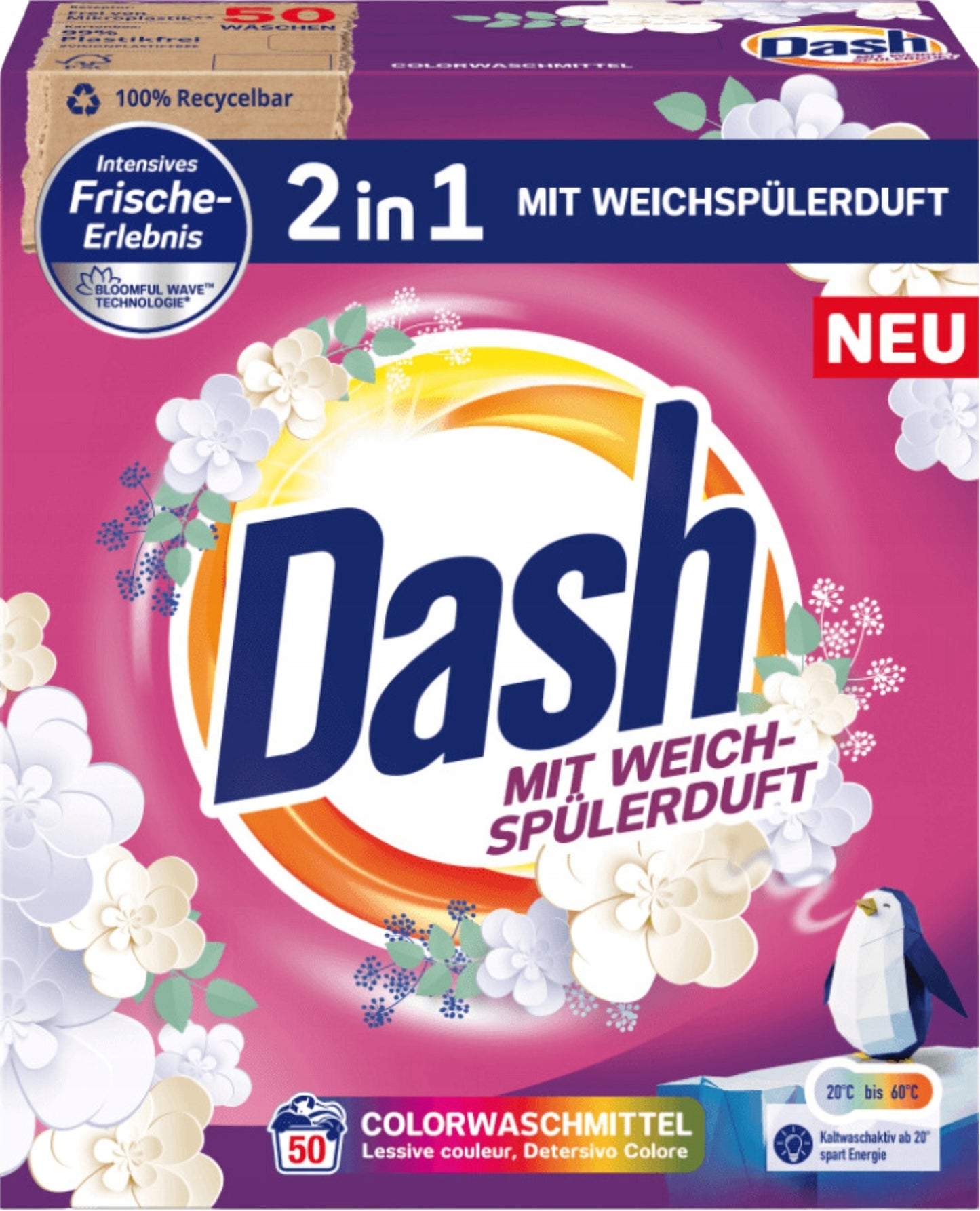 Dash 2-in-1 Color Laundry Detergent Powder, 50 Loads, 3 kg
