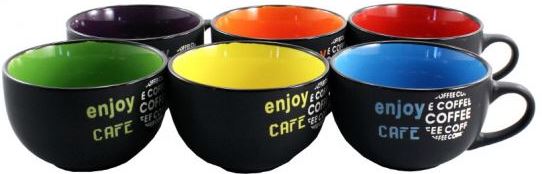 Interos 23085 Enjoy Cafe Porcelain Mug, Assorted, 450 mL