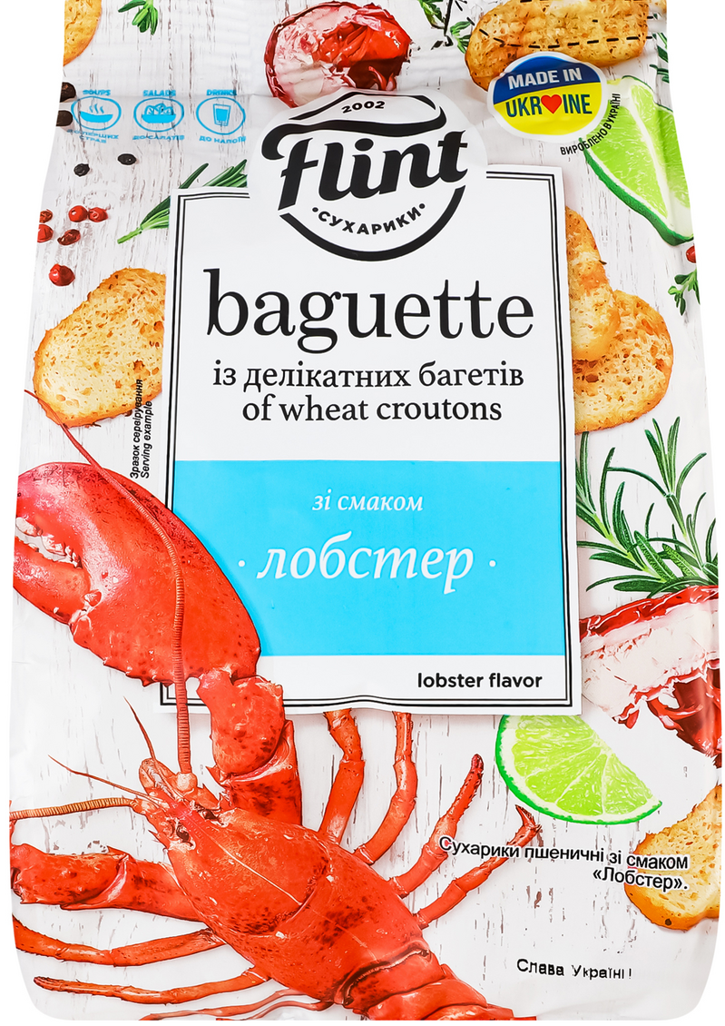 Flint Baguette Lobster-Flavored Wheat Croutons, 100 g