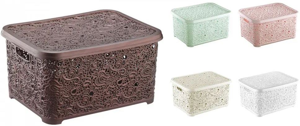 Elif Plastik 374 Ajour Basket with Lid, Assorted, 6 L