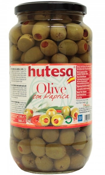 Hutesa Green Olives with Paprika, 900 g