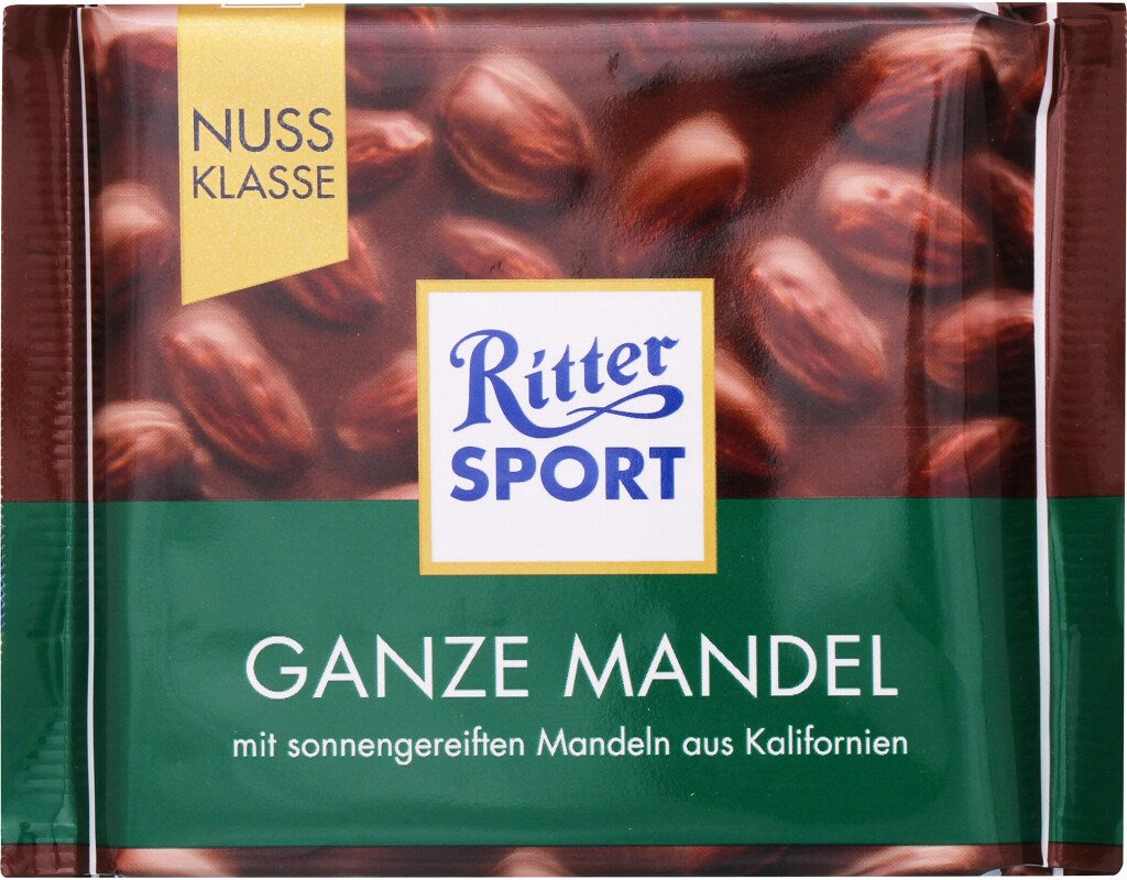 Ritter Sport Whole Almond Chocolate, 100 g