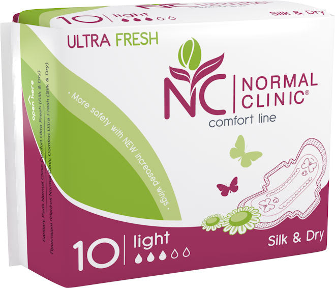 Clinic Ultra Fresh Silk Normal 3 Drops Sanitary Pads, 10 pcs