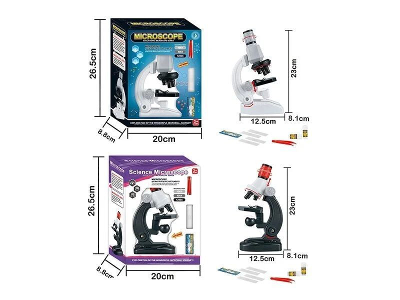 2510/2511 Microscope Set with Lights, 5 Slides, Tweezers & 2 Sample Jars