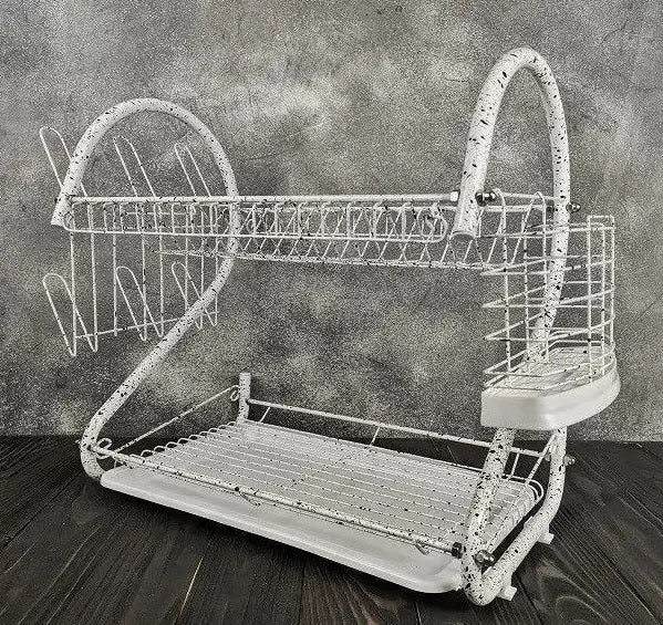 Edenberg EB-2109M Two-Tier Dish Drying Rack with Marble Coating - Image 2
