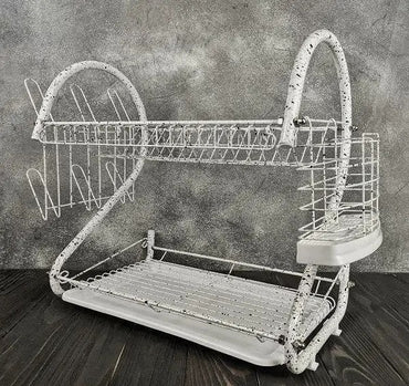 Edenberg EB-2109M Two-Tier Dish Drying Rack with Marble Coating - Image 2