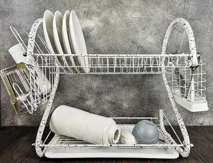 Edenberg EB-2109M Two-Tier Dish Drying Rack with Marble Coating - Image 3
