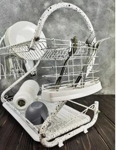 Edenberg EB-2109M Two-Tier Dish Drying Rack with Marble Coating - Image 4