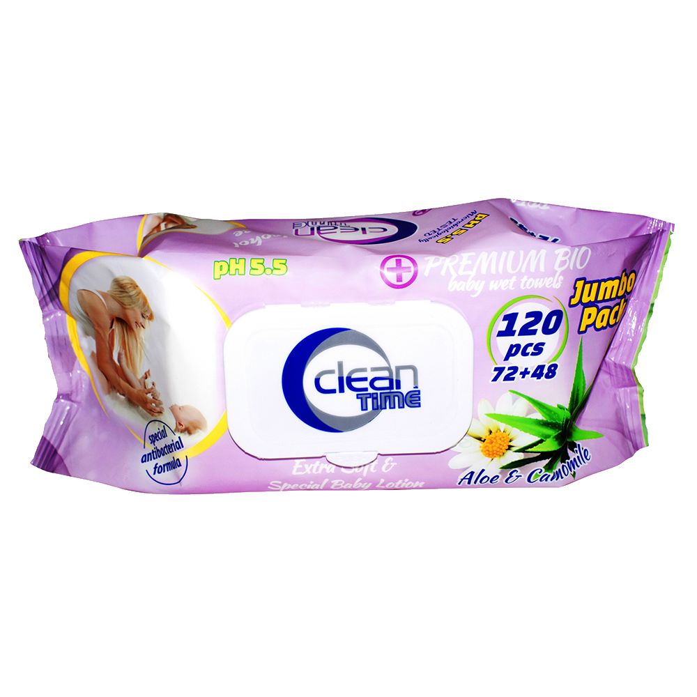 Clean Time Kids Wet Wipes with Lid, 120 pcs - Image 2