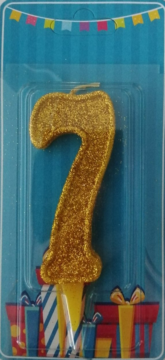 Gold Number 7 Cake Candle
