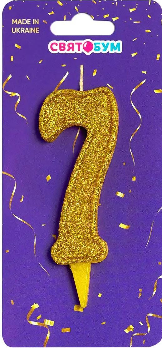 Gold Number 7 Cake Candle - Image 2
