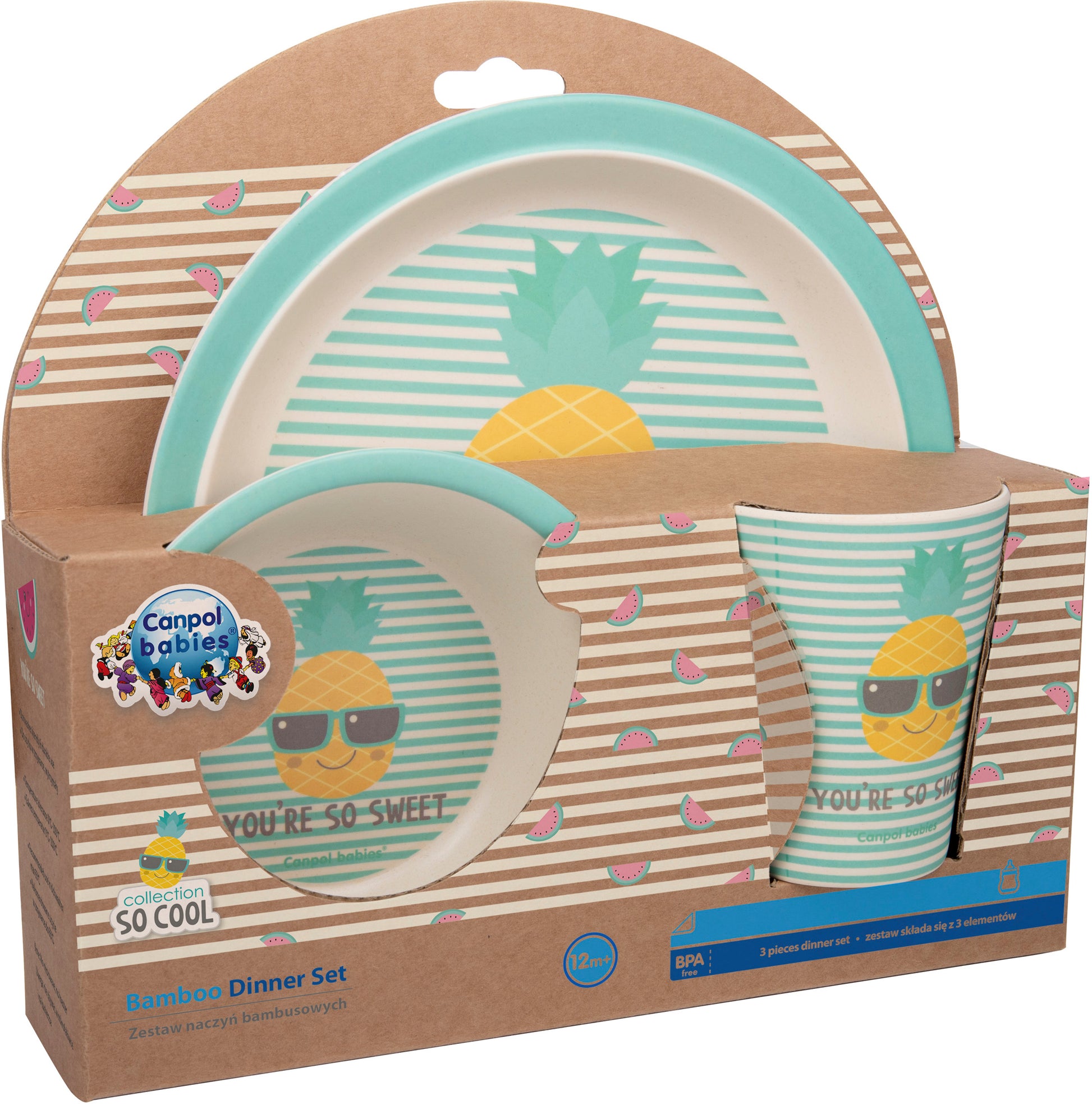 Canpol Babies 226 Turquoise Kids Bamboo Tableware Set, 3 pcs - Image 2