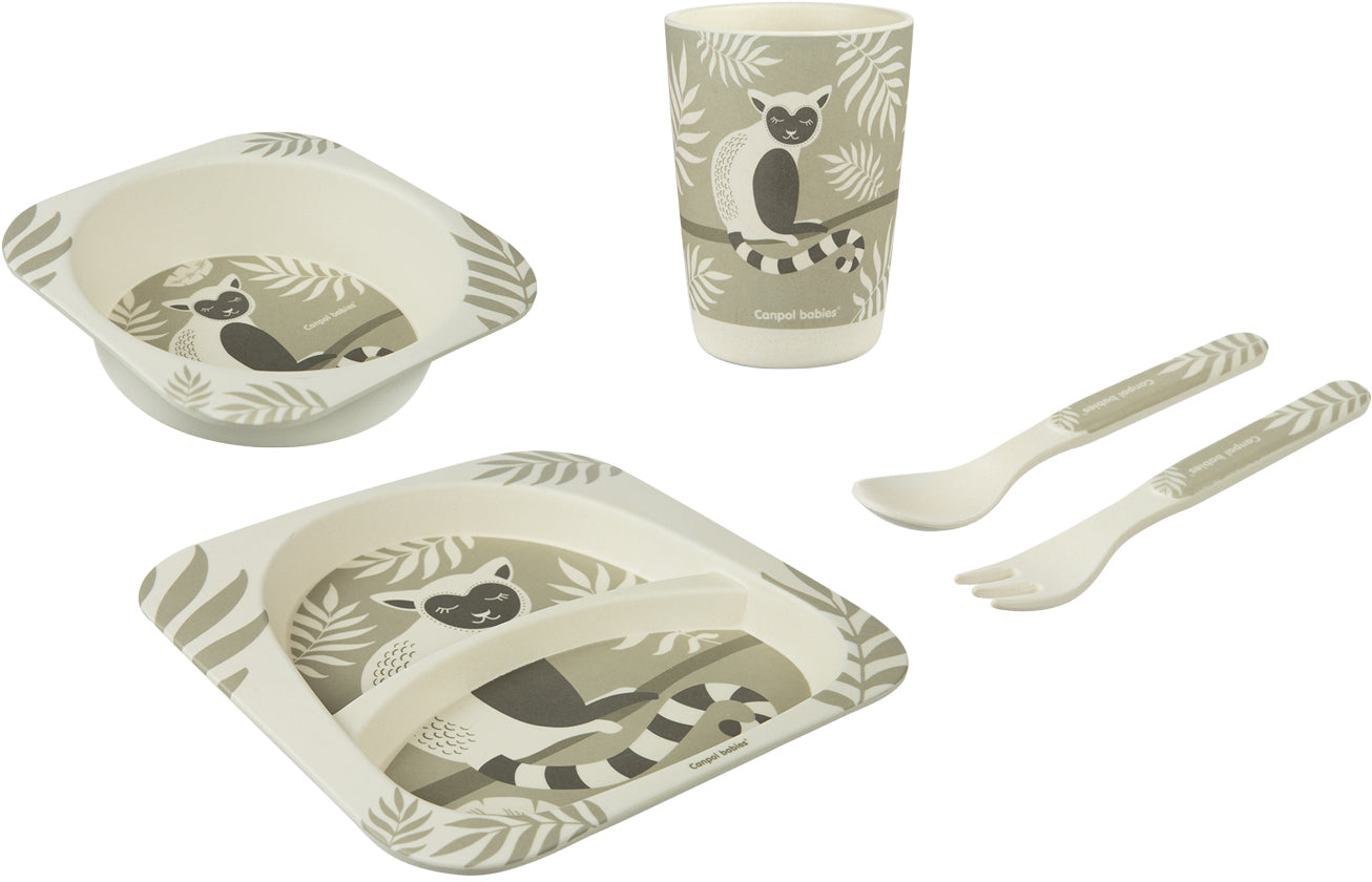 Canpol Babies Lemur 9/214 Kids Bamboo Tableware Set, 5 pcs