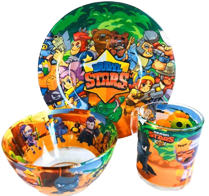 Brawl Stars Kids Glass Tableware Set, 3 pcs