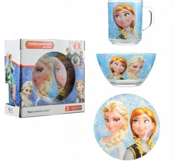 Elsa Kids Glass Tableware Set, 3 pcs