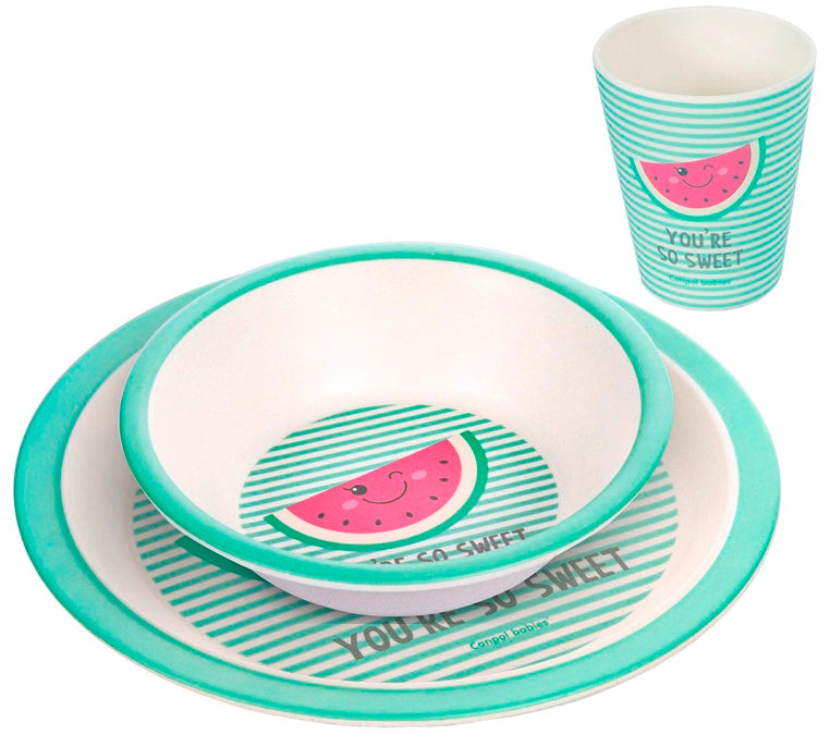 Canpol Babies 226 Pink Kids Bamboo Tableware Set, 3 pcs