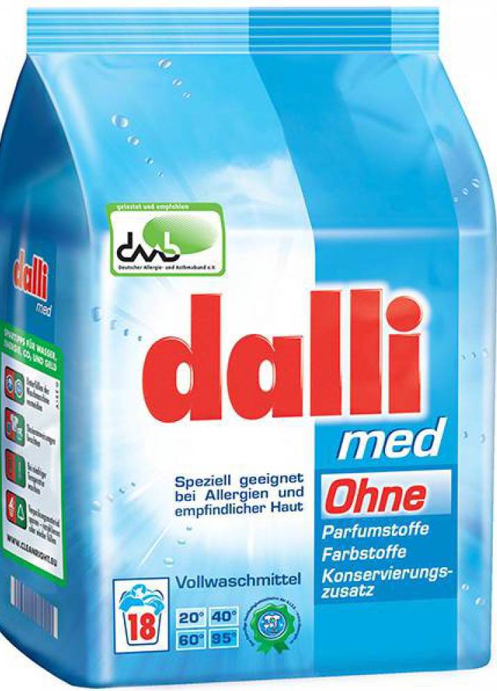 Dalli Med Ohne Universal Laundry Detergent Powder, 18 Loads, 1.215 kg