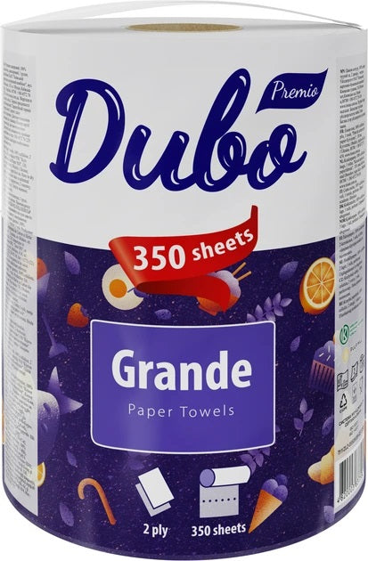 Dyvo Premio Grande 2-Ply Paper Towels, 1 Roll, 350 Sheets