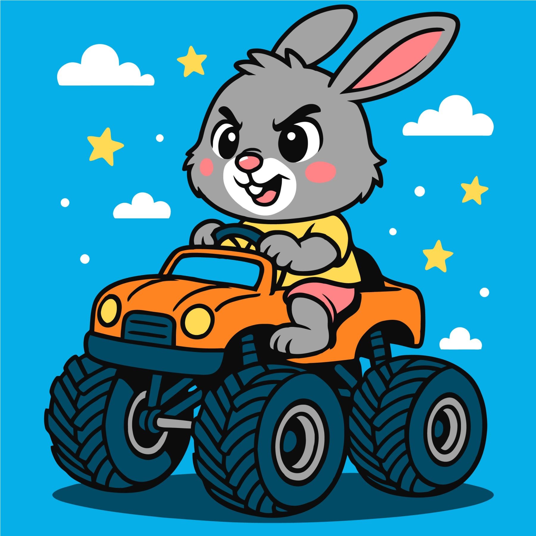 Ideyka KNO1309 Rabbit in a Car Paint-by-Numbers Set, 25 x 25 cm