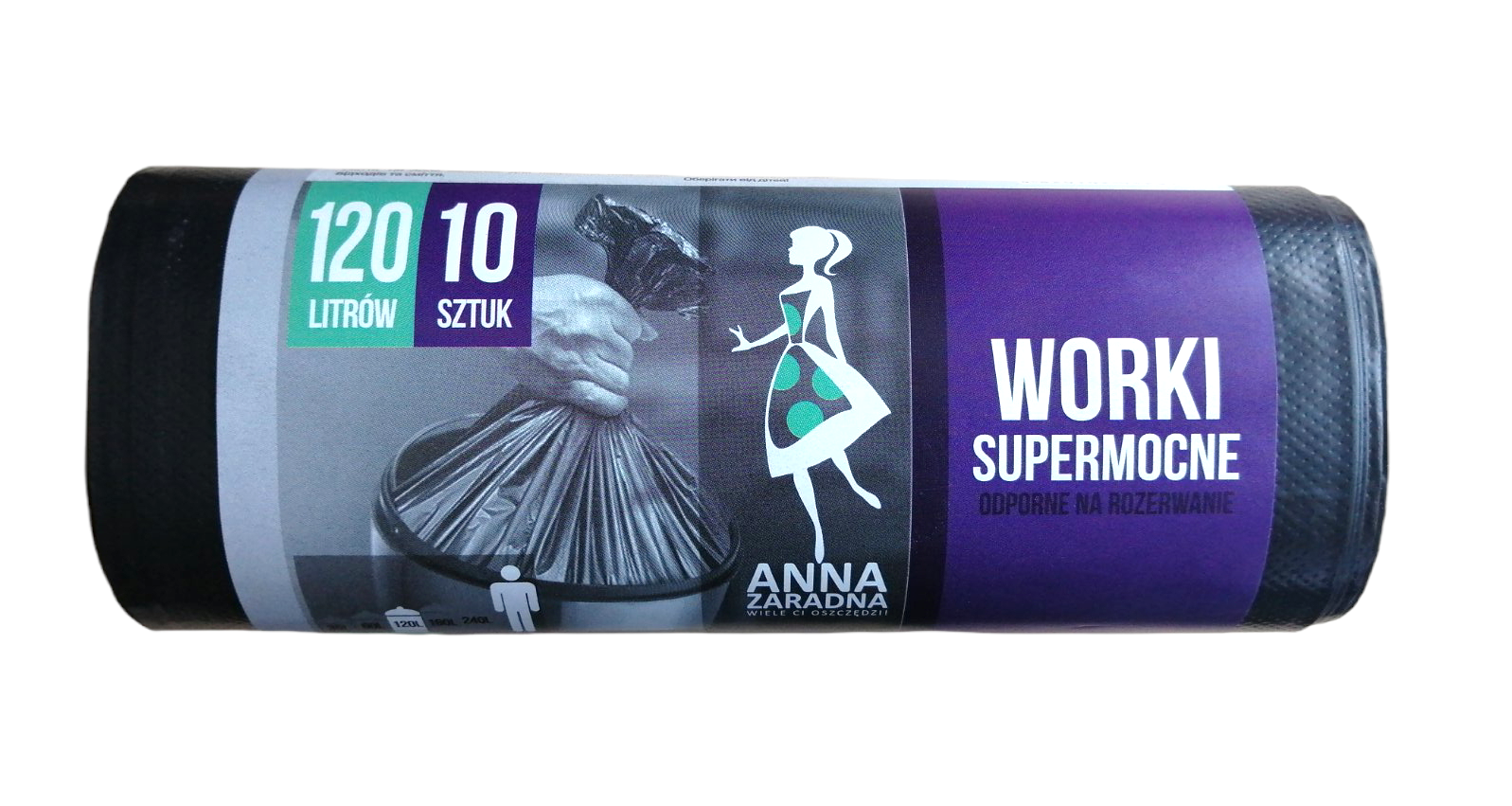 Anna Zaradna Strong Garbage Bags, 120 L, 10 pcs