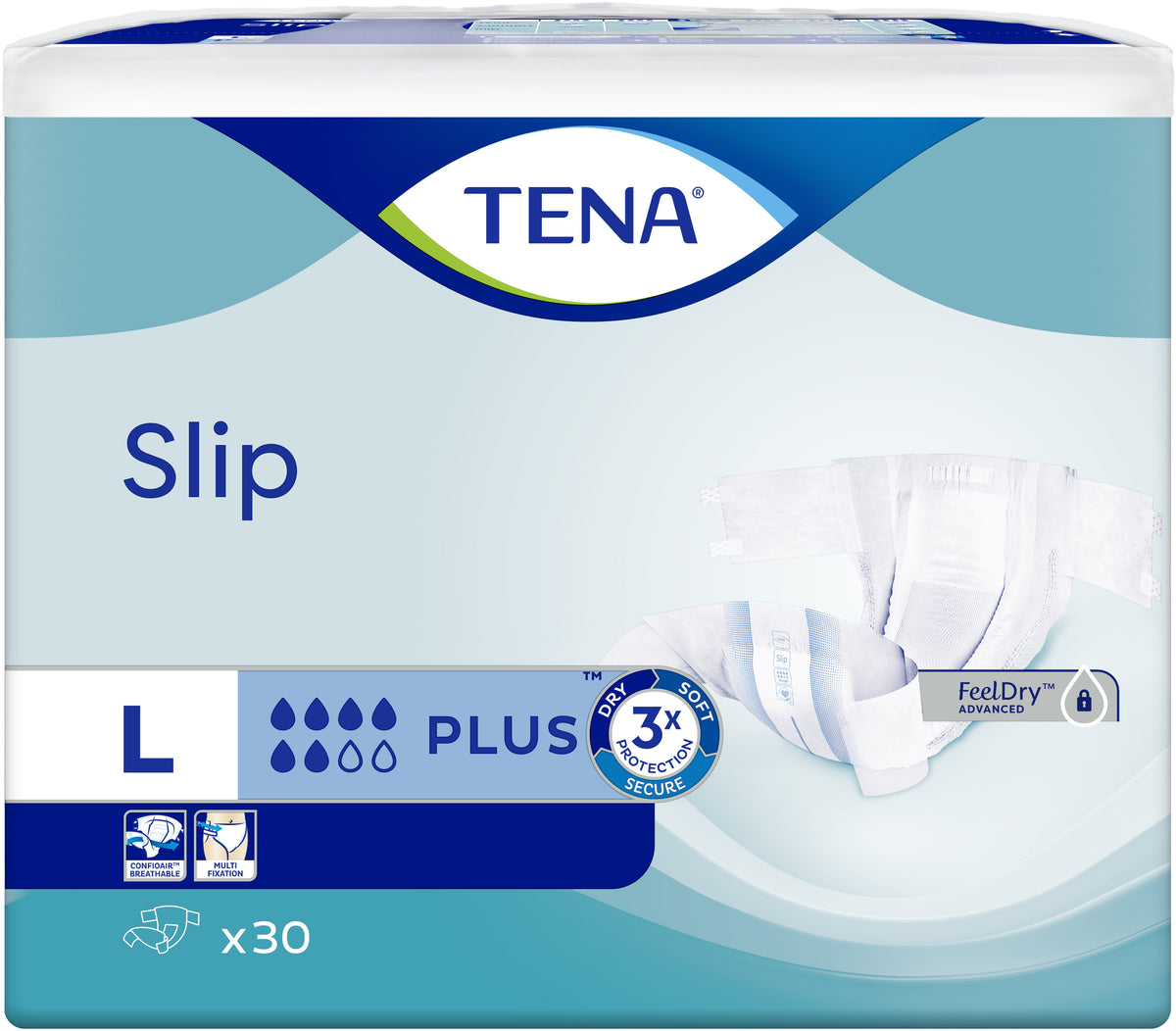Tena Slip Plus Large Adult Incontinence Briefs, 30 pcs, 90-145 cm