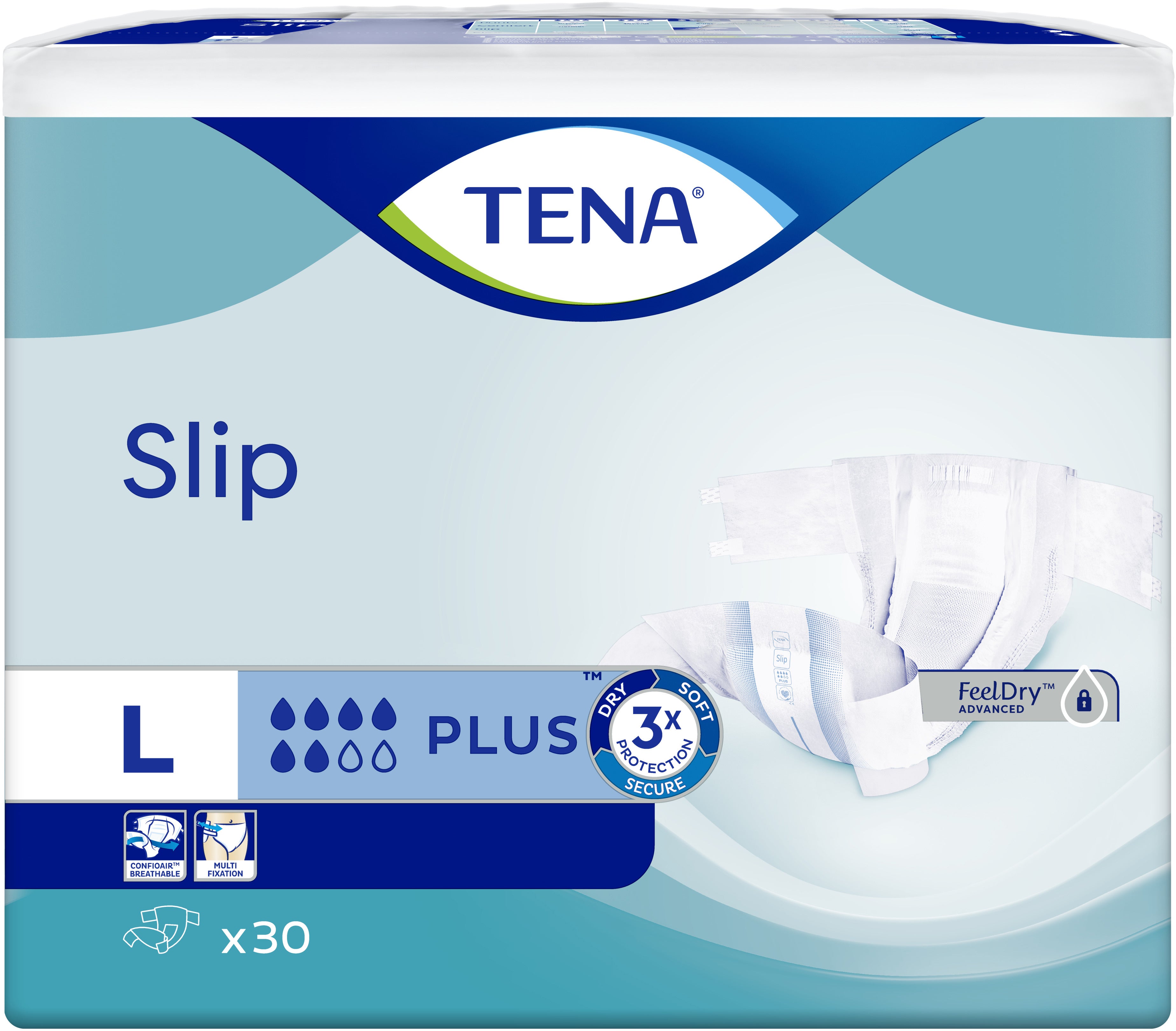 Tena Slip Plus Large Adult Incontinence Briefs, 30 pcs, 90-145 cm