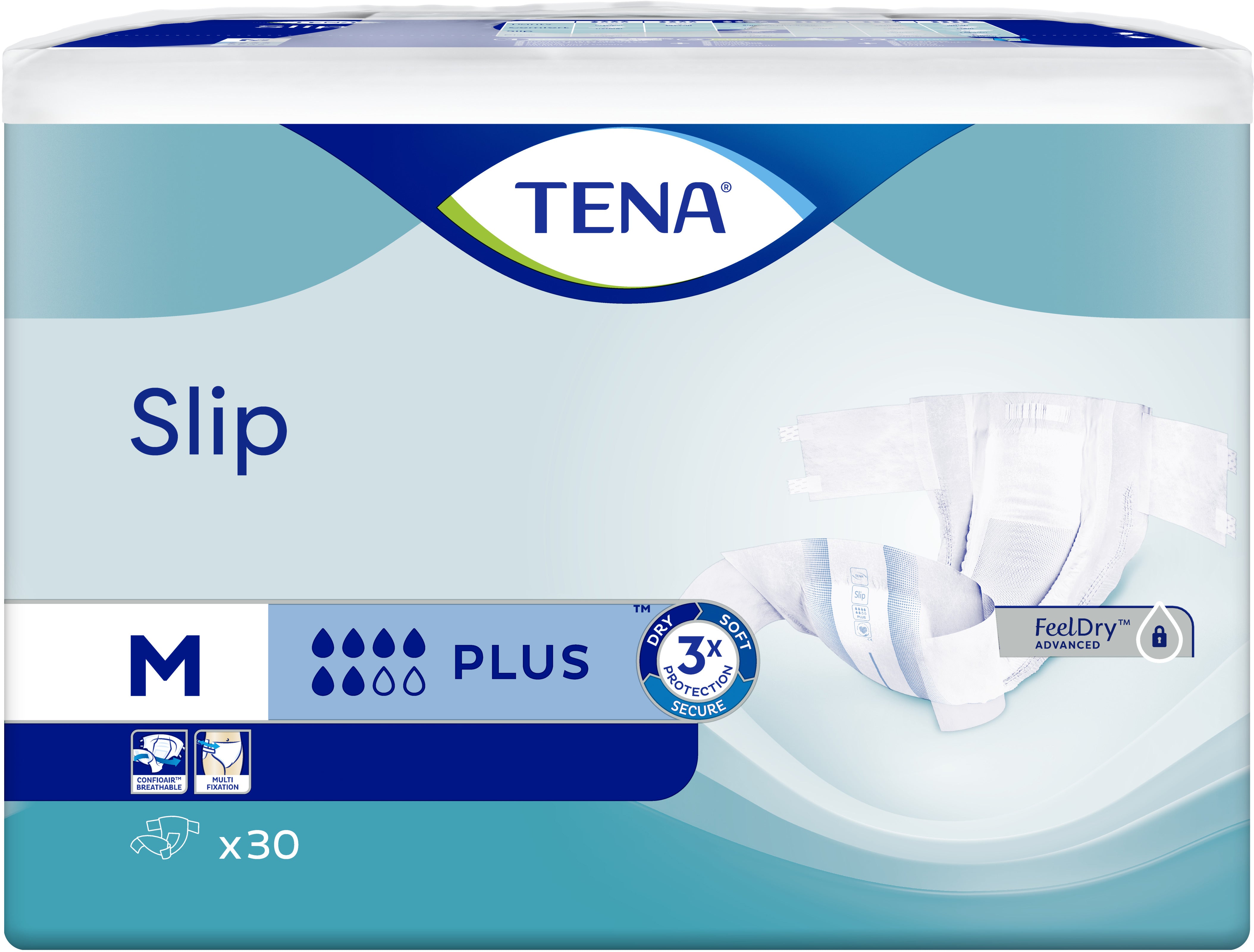 Tena Slip Plus Medium Adult Incontinence Briefs, 30 pcs, 70-120 cm