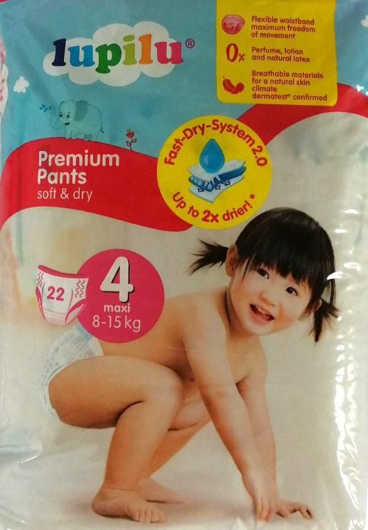 Lupilu Premium Soft & Dry Size 4 Baby Pull-Up Diaper Pants, 8-15 kg, 22 pcs
