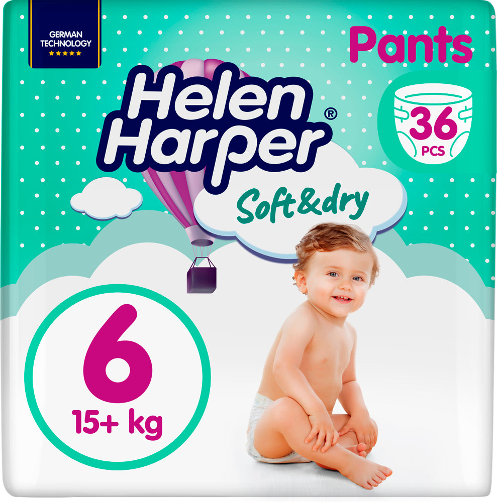 Helen Harper Soft & Dry Size 6 Baby Pull-Up Diaper Pants, 15+ kg, 36 pcs