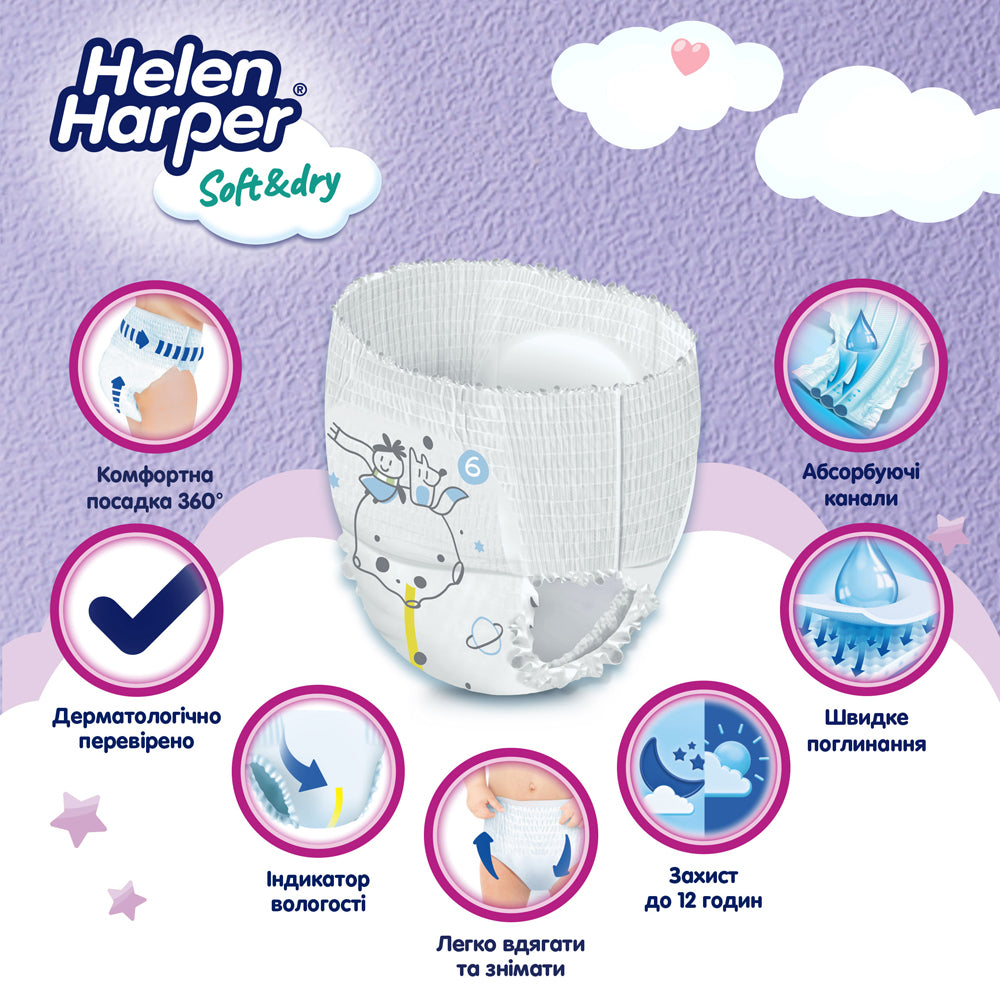 Helen Harper Soft & Dry Size 6 Baby Pull-Up Diaper Pants, 15+ kg, 36 pcs - Image 4
