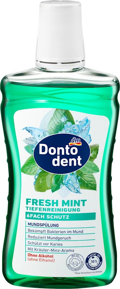 Dontodent Fresh Mint Mouthwash, 500 mL