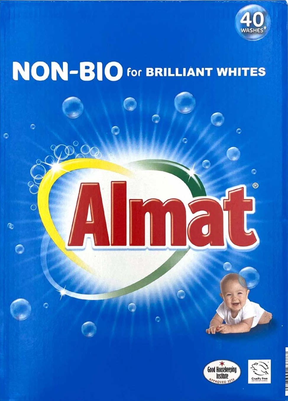 Almat Non-Bio for Brilliant Whites Laundry Detergent Powder, 40 Loads, 2.6 kg