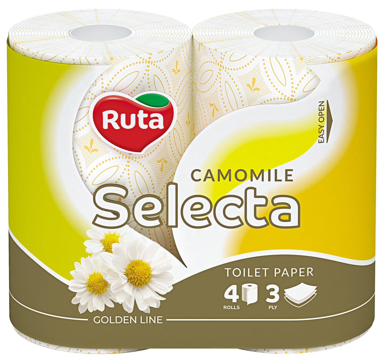 Ruta Selecta Camomile 3-Ply Toilet Paper, 4 Rolls
