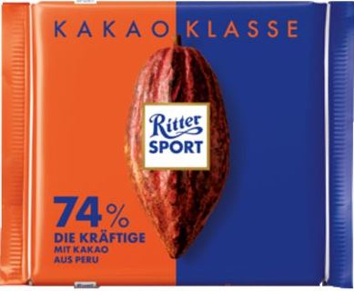 Ritter Sport 74% Cocoa Strong Dark Chocolate, 100 g