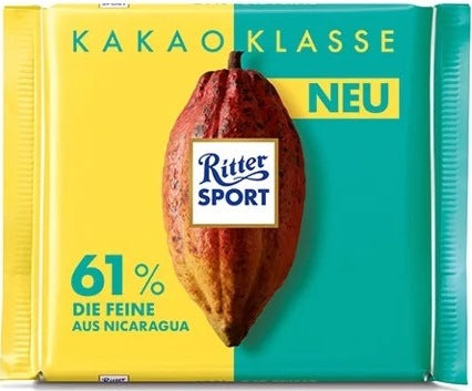 Ritter Sport 61% Cocoa Fine Dark Chocolate, 100 g