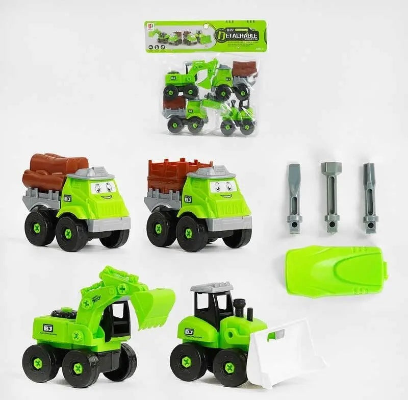 Toys 646A Construction Vehicle Building Set, 4 pcs