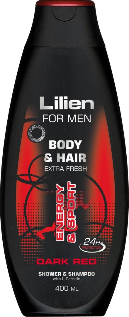 Lilien Men Dark Red Shampoo & Shower Gel, 400 mL